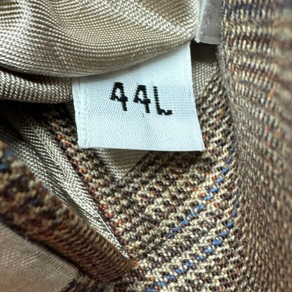 Hart Schaffner Marx Mens 44L Brown Plaid Blazer Jacket 2-Button Notch Lapel Unio - Picture 8 of 10